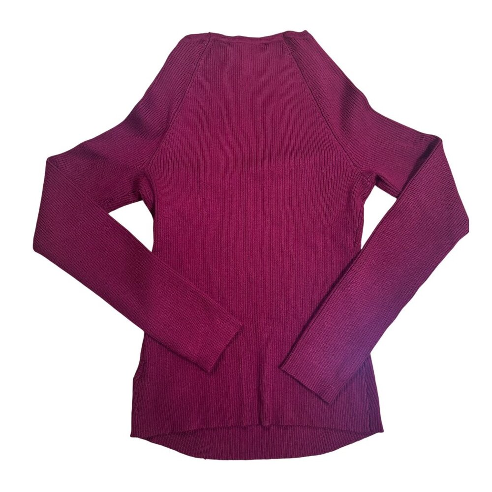NWT Plus Size Burgundy Ribbed Sweater Sweetheart Neck Long Sleeve 3X NWT - Picture 3 of 4